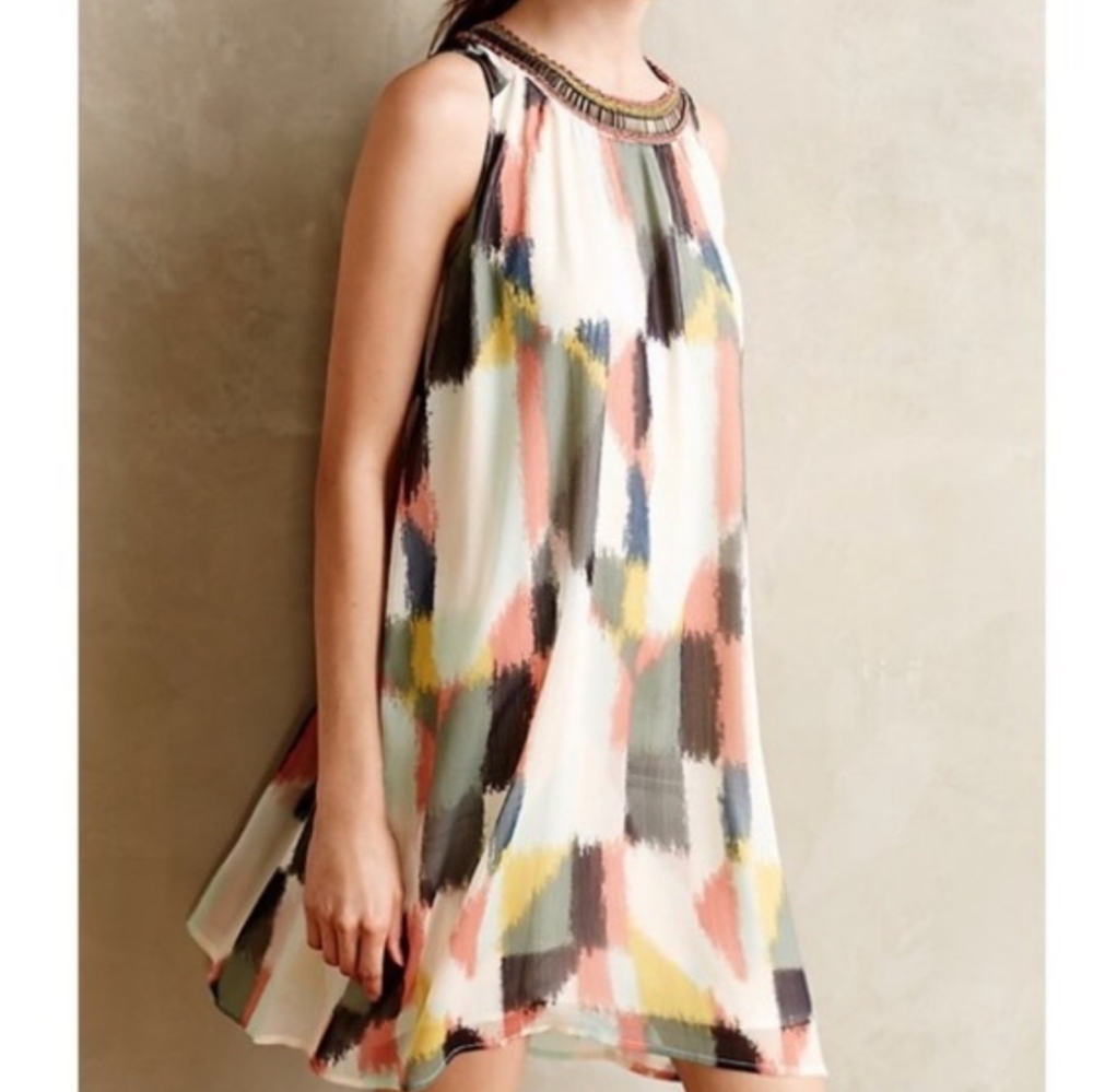 ANTHROPOLOGIE by HD in Paris watercolor dress 8P